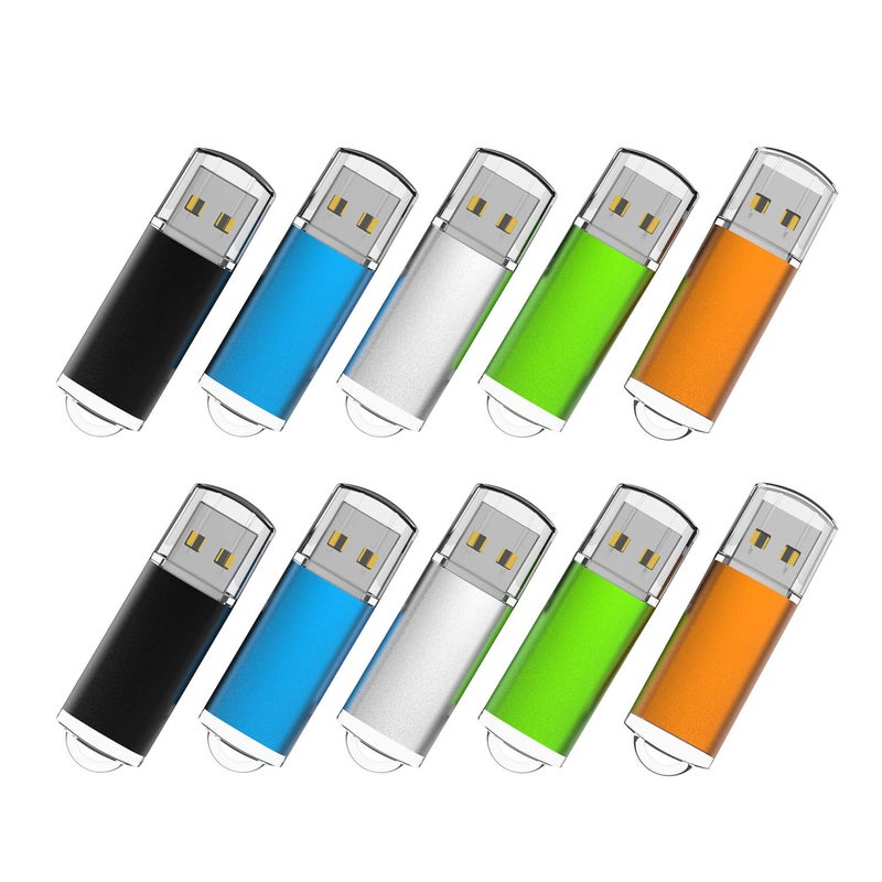 RAOYI 10 Pack 32GB USB Flash Drives USB 2.0 Memory Stick Bulk Thumb Drives Thumb Drive Jump Drive (5 Mixed Colors: Black Blue Green Orange Silver) - Image 1
